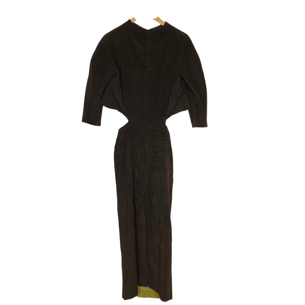 Proenza Schouler Dress Brushed Viscose Cutout Front Slit Maxi Brown Size 0 - Picture 4 of 8